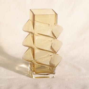 Riihimäen lasi Pablo maljakko, amber, suunnittelija Erkkitapio Siiroinen,