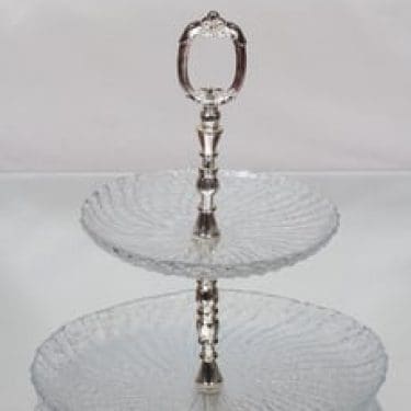 Riihimäen lasi Kehrä kerrostarjotin, 2-kerroksinen, suunnittelija Nanny Still, 2-kerroksinen