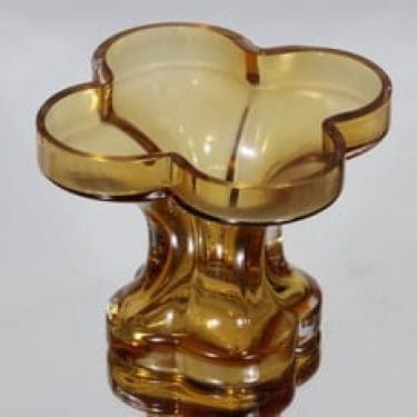 Riihimäen lasi Onnenlehti maljakko, amber, suunnittelija Helena Tynell,