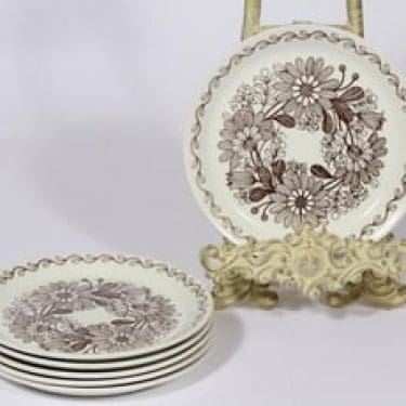 Arabia Elina leipälautaset, 6 kpl, suunnittelija Esteri Tomula, pieni, serikuva