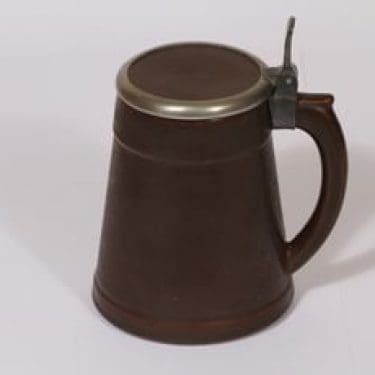 Arabia tuoppi, ruskea lasite, suunnittelija , kannellinen