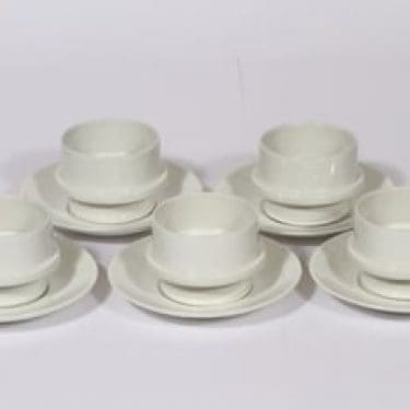 Arabia DA kahvikupit, koristelematon, 5 kpl, suunnittelija Göran Bäck, koristelematon