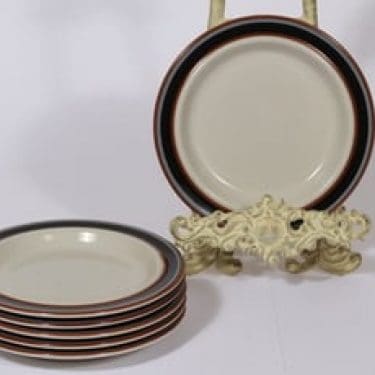 Arabia Taika lautaset, pieni, 6 kpl, suunnittelija Inkeri Seppälä, pieni, raitakoriste