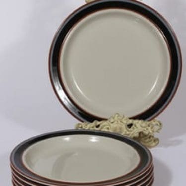 Arabia Taika lautaset, matala, 6 kpl, suunnittelija Inkeri Seppälä, matala, raitakoriste