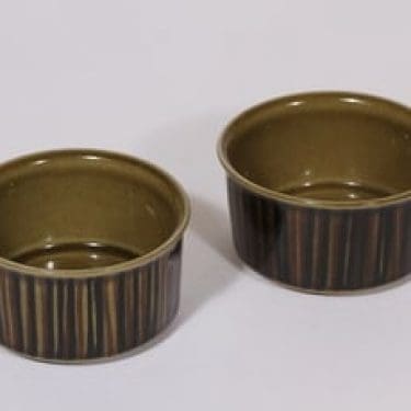 Arabia Kosmos rasiat, ruskea, 2 kpl, suunnittelija Gunvor Olin-Grönqvist, puhalluskoriste, pieni