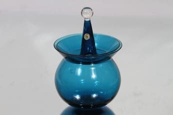 Riihimäen lasi Harlekiini makeisrasia, sininen, suunnittelija Nanny Still, pieni