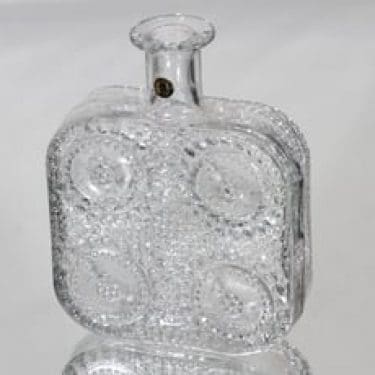 Riihimäen lasi Grapponia koristepullo, kirkas, suunnittelija Nanny Still,