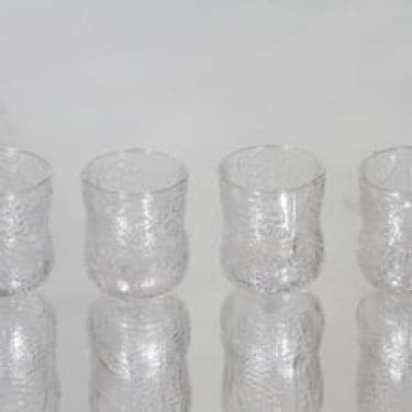 Nuutajärvi Fauna snapsilasit, kirkas, 4 kpl, suunnittelija Oiva Toikka,