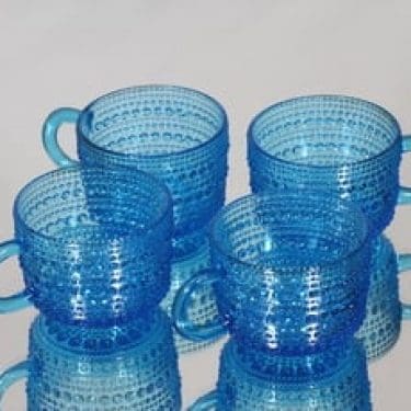 Nuutajärvi Kastehelmi mukit, turkoosi, 4 kpl, suunnittelija Oiva Toikka,