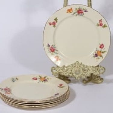 Arabia Kesäkukka lautaset, 6 kpl, suunnittelija , pieni, siirtokuva, kukka-aihe