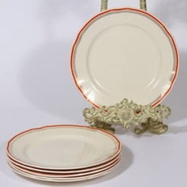 Arabia Martta lautaset, punainen, 6 kpl, suunnittelija , pieni, raitakoriste