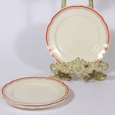 Arabia Martta lautaset, punainen, 4 kpl, suunnittelija , pieni, raitakoriste