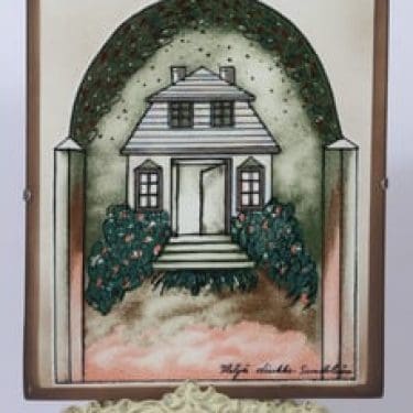 Arabia seinälaatta, Mansikkapaikka, suunnittelija Heljä Liukko-Sundström, Mansikkapaikka, serikuva, signeerattu