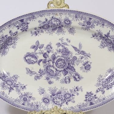 Arabia Fasaani vati, sininen, suunnittelija , suuri, soikea, kuparipainokoriste