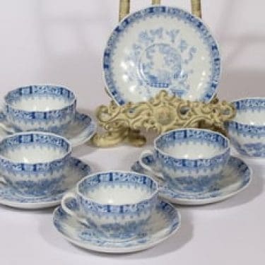 Arabia OB kahvikupit, sininen, 5 kpl, suunnittelija , serikuva