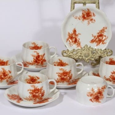 Arabia kukkakuvio teekupit, oranssi, 6 kpl, suunnittelija , siirtokuva