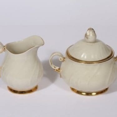 Arabia Kultakoriste sokerikko ja kermakko, suunnittelija Olga Osol, kullattu