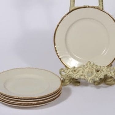 Arabia Kultakoriste leivoslautaset, 6 kpl, suunnittelija Olga Osol, kullattu