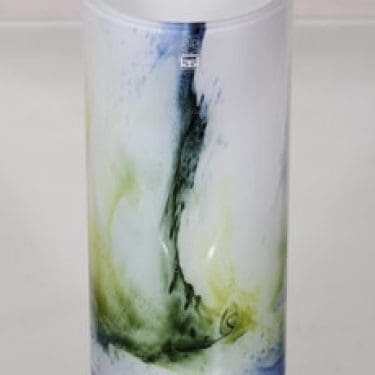 Riihimäen lasi Koralli maljakko, valkoinen, suunnittelija Tamara Aladin, suuri, monivärinen