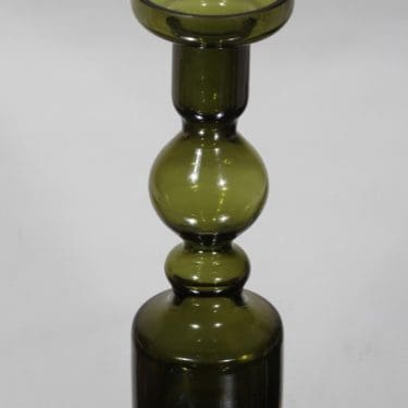 Riihimäen lasi Pompadour kynttilänjalka, oliivinvihreä, suunnittelija Nanny Still,
