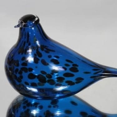 Nuutajärvi Sinisafiiri koristelintu, signeerattu, suunnittelija Oiva Toikka, signeerattu, numeroitu