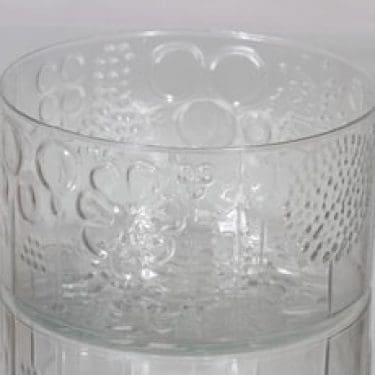 Nuutajärvi Flora kulho, kirkas, suunnittelija Oiva Toikka,