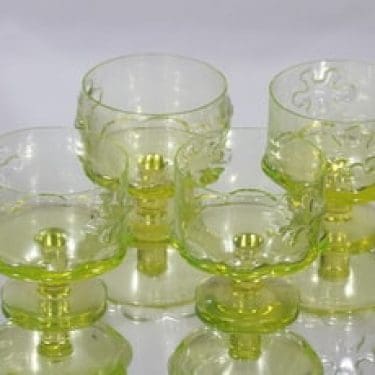 Riihimäen lasi Kasperi annoskulhot, jalallinen, 4 kpl, suunnittelija Erkkitapio Siiroinen, jalallinen