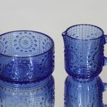 Riihimäen lasi Grapponia sokerikko ja kermakko, sininen, suunnittelija Nanny Still,