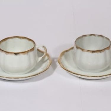 Arabia koriste numero 252 teekupit, valkoinen, 2 kpl, suunnittelija , kultafondi