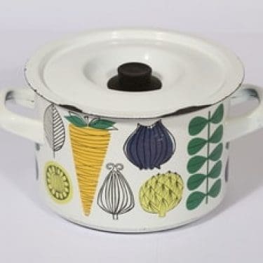 Finel Vegeta kattila, 2.5 l, suunnittelija Esteri Tomula, 2.5 l, serikuva, vihannesaihe, retro