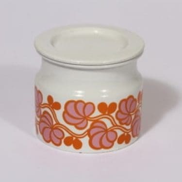 Arabia Pomona purnukka, lakka, suunnittelija Raija Uosikkinen, lakka, serikuva, retro