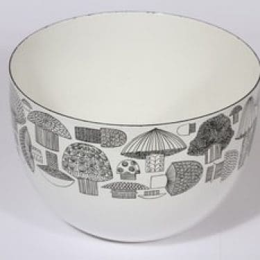 Finel Tatti kulho, valkoinen, suunnittelija Esteri Tomula, serikuva, sieniaihe