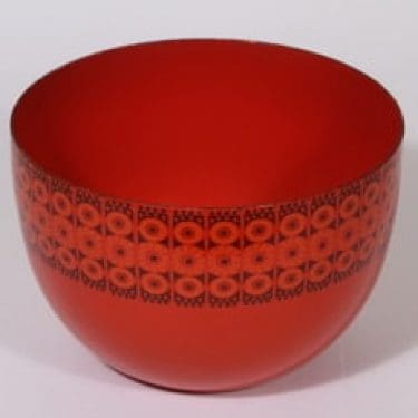 Finel Kehrä kulho, punainen, suunnittelija Raija Uosikkinen, serikuva, retro