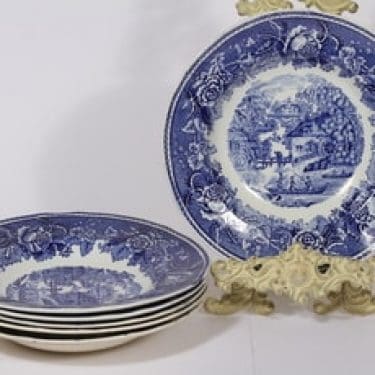 Arabia Maisema lautaset, syvä, 6 kpl, suunnittelija , syvä, kuparipainokoriste