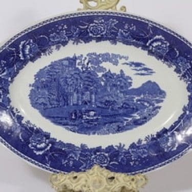 Arabia Maisema paistivati, sininen, suunnittelija , kuparipainokoriste, suuri, soikea