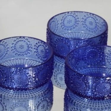 Riihimäen lasi Grapponia annoskulhot, sininen, 3 kpl, suunnittelija Nanny Still,