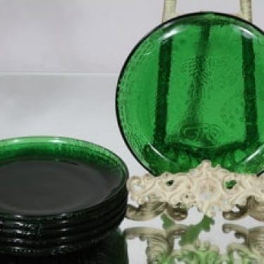 Nuutajärvi Fauna lautaset, vihreä, 6 kpl, suunnittelija Oiva Toikka, pieni