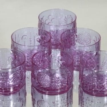 Nuutajärvi Flora jälkiruokakulhot, neodymi, 6 kpl, suunnittelija Oiva Toikka, pieni