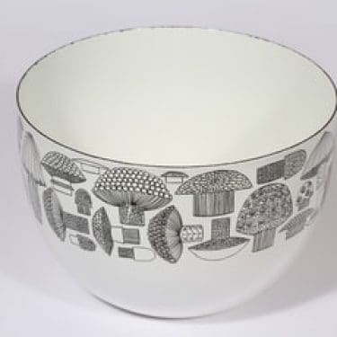 Finel Tatti kulho, valkoinen|musta, suunnittelija Esteri Tomula, serikuva, sieniaihe