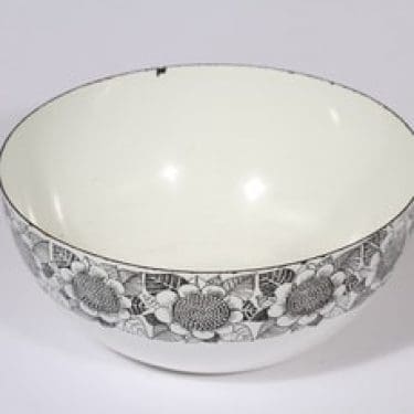 Finel Kukka kulho, valkoinen|musta, suunnittelija Esteri Tomula, serikuva, kukka-aihe