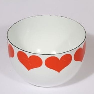 Finel Sydän kulho, valkoinen|punainen, suunnittelija Kaj Franck, pieni, serikuva, sydänaihe