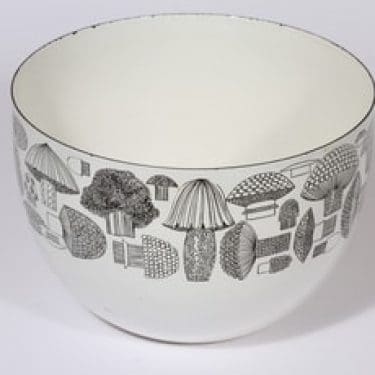 Finel Tatti kulho, valkoinen|musta, suunnittelija Esteri Tomula, serikuva, sieniaihe