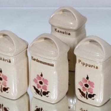 Arabia kukkakuvio purkit, 4 kpl, suunnittelija , pieni, puhalluskoriste, kukka-aihe