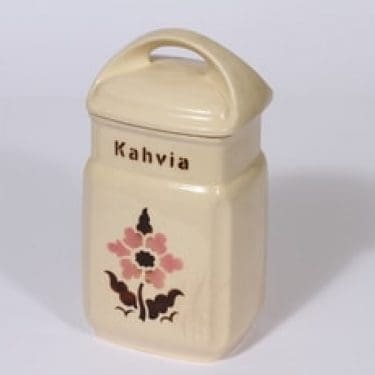 Arabia kukkakuvio kahvipurkki, suunnittelija , puhalluskoriste, kukka-aihe