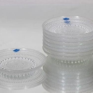 Nuutajärvi Kastehelmi lautaset, kirkas, 8 kpl, suunnittelija Oiva Toikka,