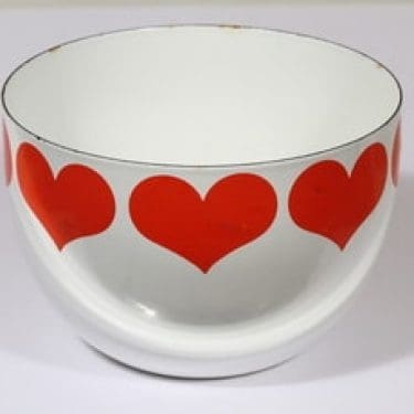 Finel Sydän kulho, punainen, suunnittelija Kaj Franck, serikuva, sydänaihe, retro