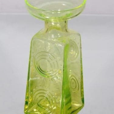 Riihimäen lasi Auringonkukka maljakko, keltainen, suunnittelija Tamara Aladin, suuri, signeerattu