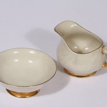 Arabia Kultakoriste kermakko ja sokerikko, suunnittelija Olga Osol, pieni, kullattu