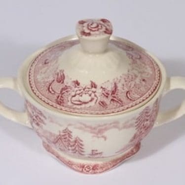 Arabia Maisema sokerikko, punainen, suunnittelija , kuparipainokoriste