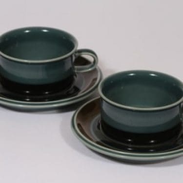 Arabia Meri teekupit, 2 kpl, suunnittelija Ulla Procope, raitakoriste